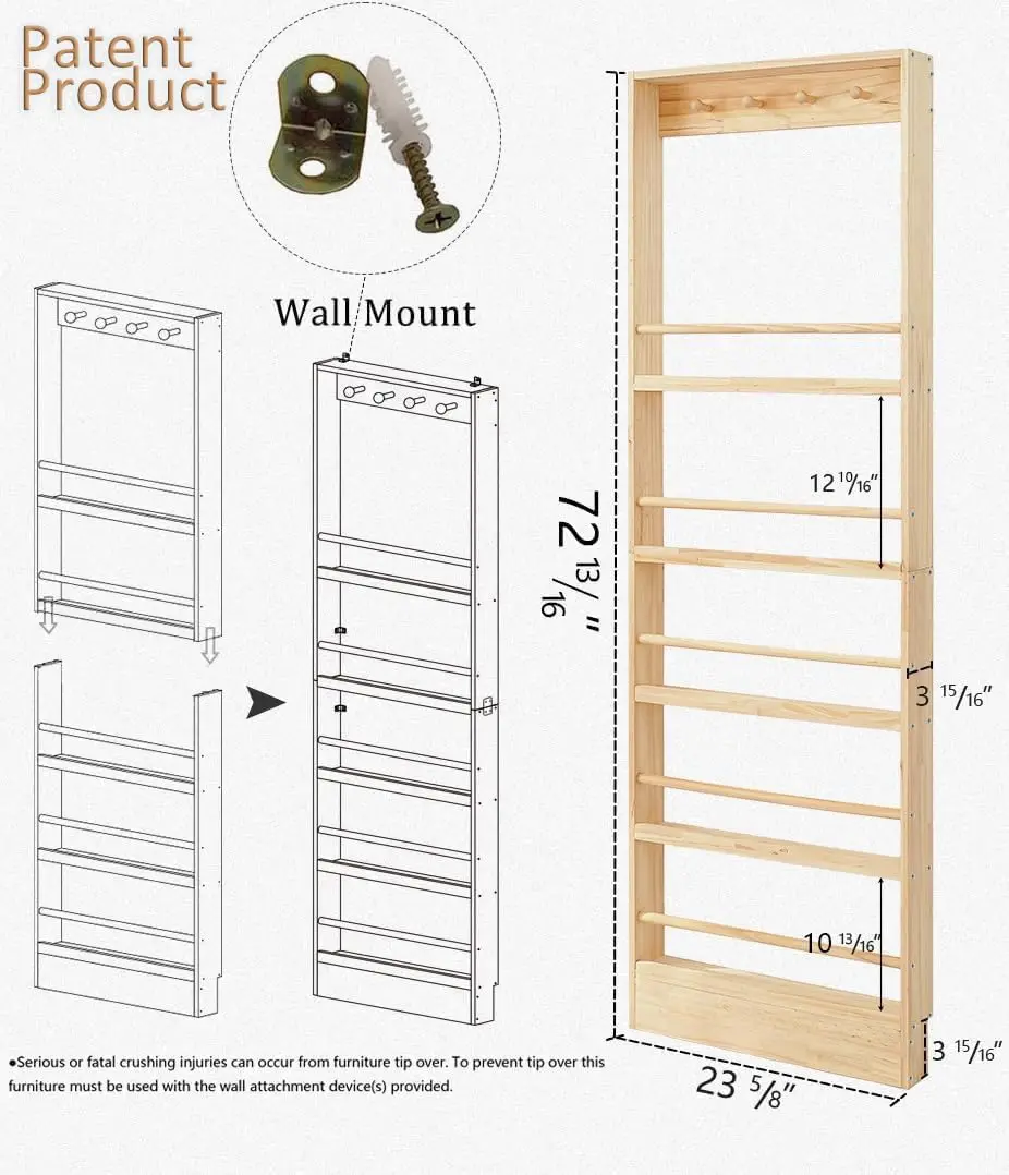 Kids Bookshelf, Wall Mount Shelf with Hooks, Organizer for Toys and Books, Space-Saving