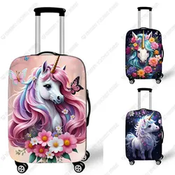 18-32 Inch Unicorn with Flower Print Luggage Cover Fantasy Unicorn Suitcase Protective Covers Luggage Case Travel Accessories