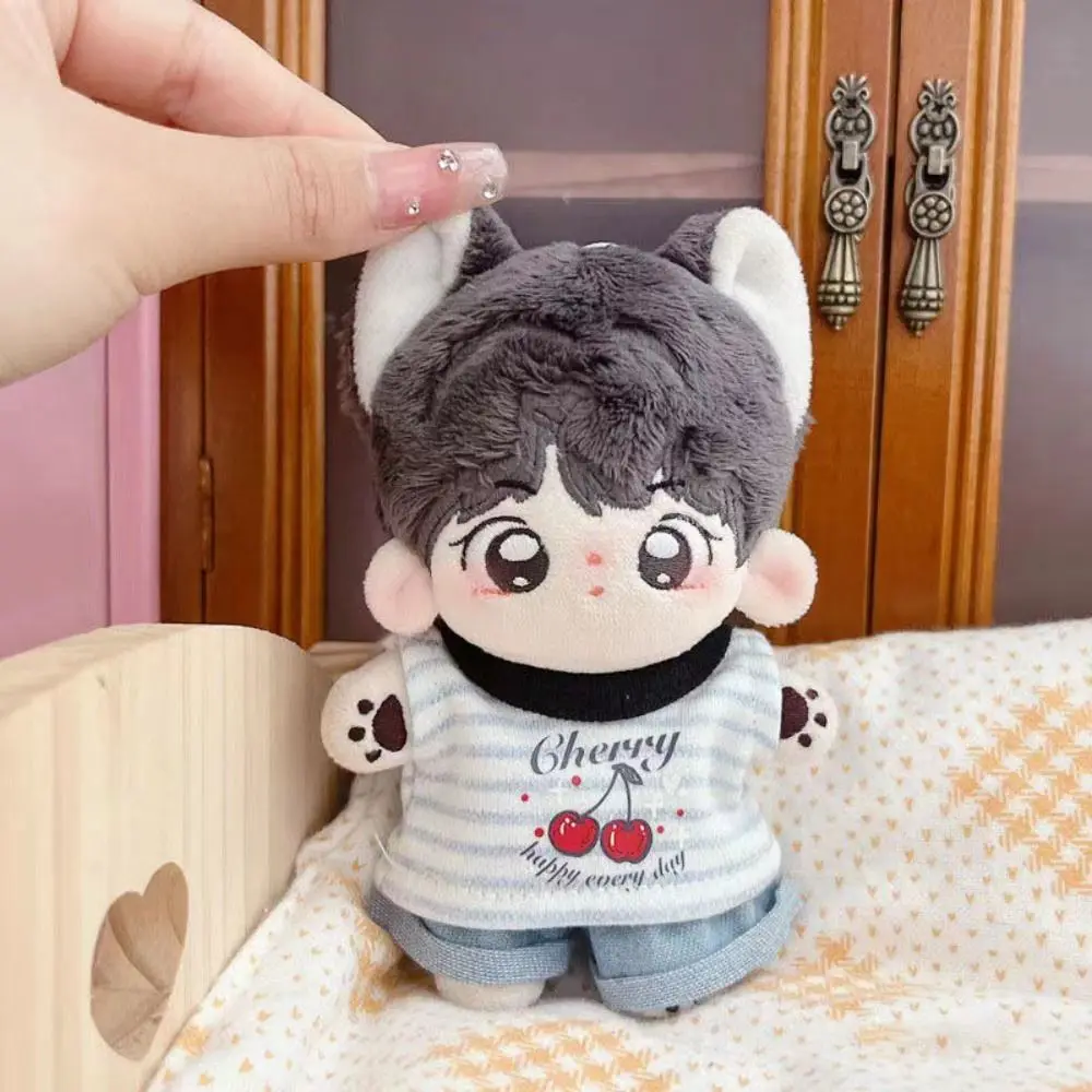 جديد لطيف دمية تي شيرت عقال البسيطة الكرتون نمط الكرتون أفخم بذلة الملابس الصغيرة الدعاوى 10 سنتيمتر دمية القطن #6