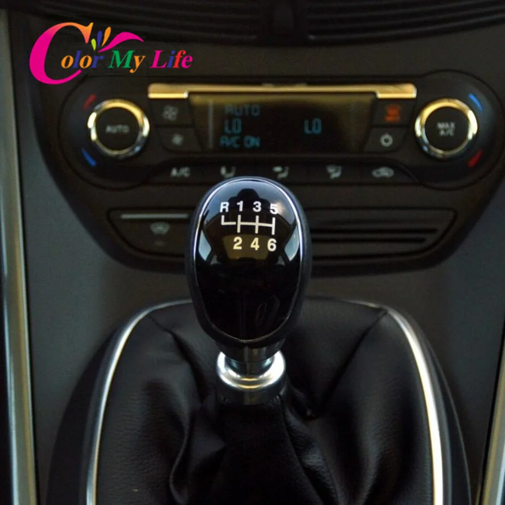 Silver/Black Car Gear Shift Knob Badge Emblem Cap Cover 5/6 Speed for Ford Focus MK2 MK3 Fiesta MK7 C-max B-max Galaxy Kuga