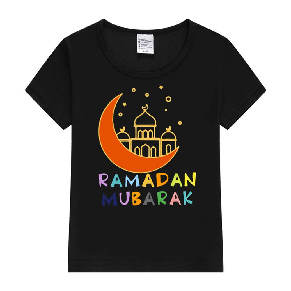 Happy Ramadan Mubarak Print Kids T Shirt Boy Girl T-shirt Eid Ramadan Children T-shirt Short Sleeve Islamic Muslim Outfit Tops