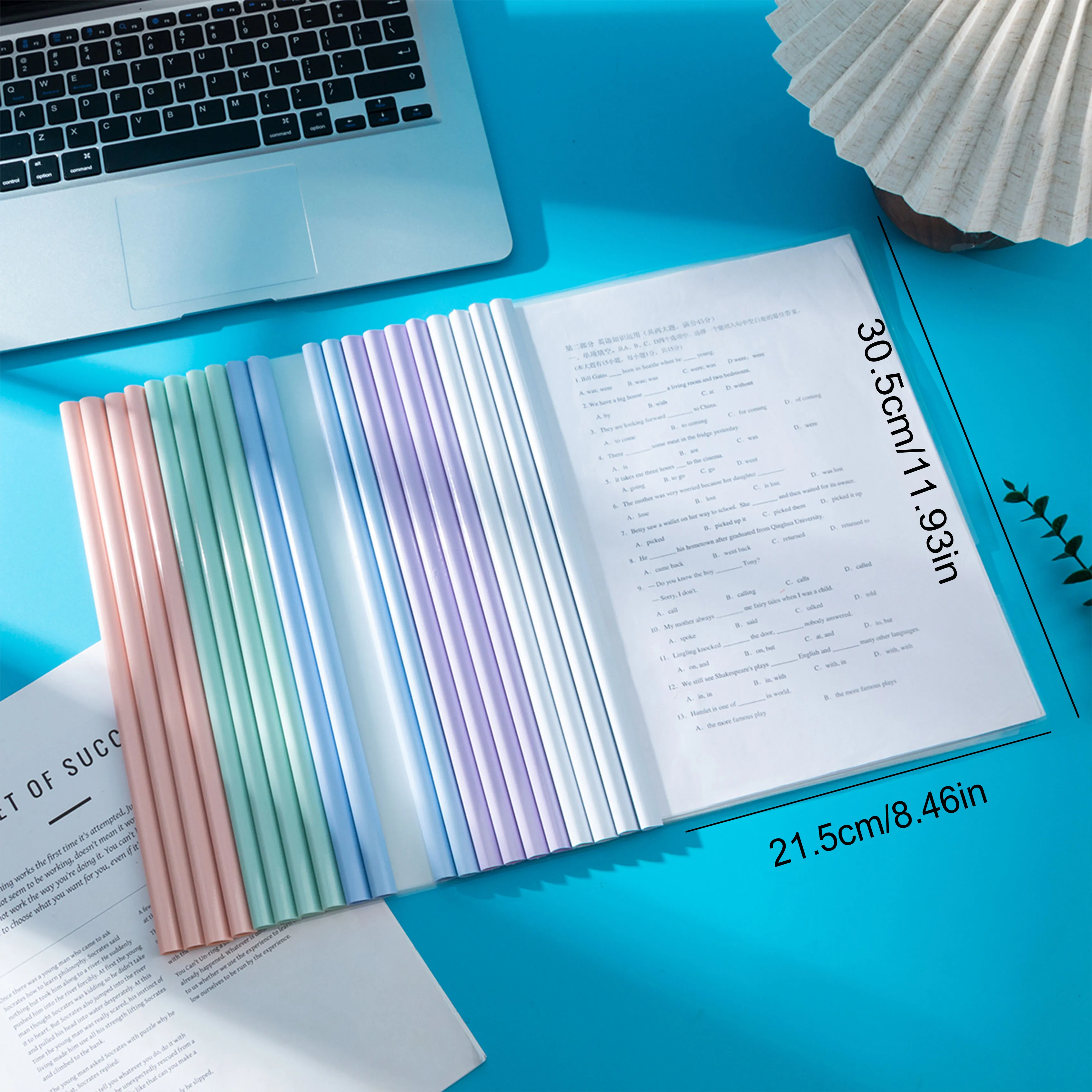 20 Pieces of Thickeneded Pull Rod Clips, Transparent Inserts, Water Drop Rod A4 Pull Rod Clips, Folders, Large Capacity Informat