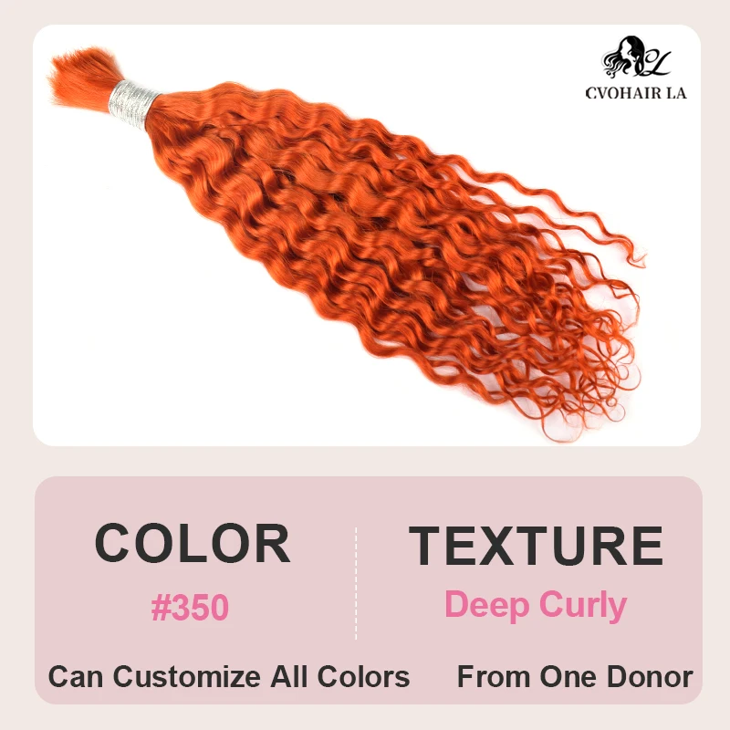 Loose profunda encaracolado cabelo humano em massa perucas para as mulheres, linha fina invisível, sem cola, real cabelo Toppers, laranja, massa, 350, 100g