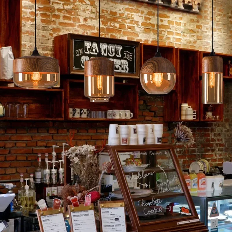 

SANDYHA Modern Nordic Wooden LED Chandelier Vintage Simple Hanging Light for Bedroom Dining Room Study Bar Home Decor Art Lamp