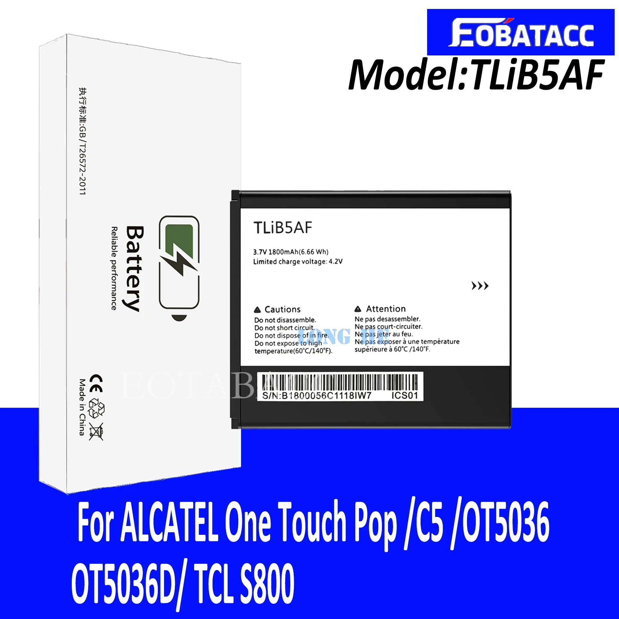 

EOTABACC New 100% Original TLiB5AF 1800mAh Battery For Alcatel One Touch Pop C5 OT 5036 5036D 5037 5037A 5037D 5037X Mobile Phon