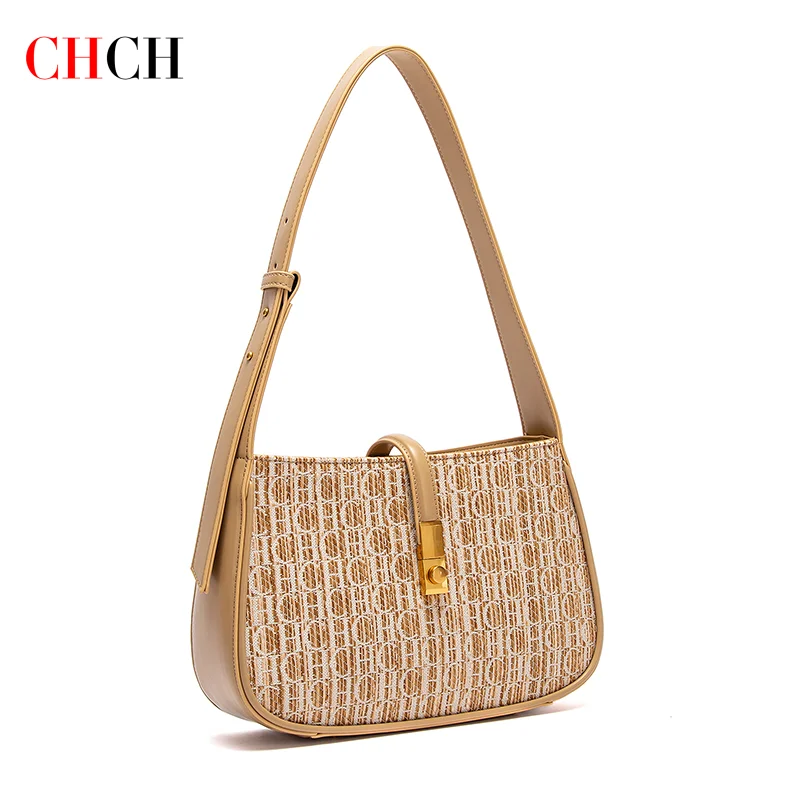 CHCH Women's Handbag New Simple Fabric Splicing Women's Top Shoulder Bag Wallet