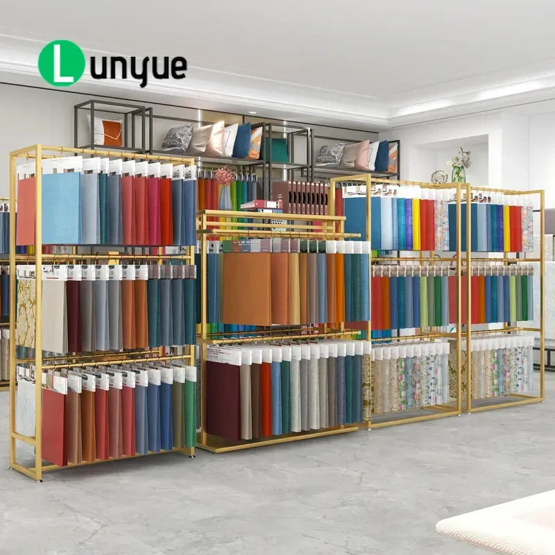 Multi Layer Silk Scarf Display Rack Curtain Fabric Elevator Color Card Stand Sample Leather Exhibition Shelf Home Textile