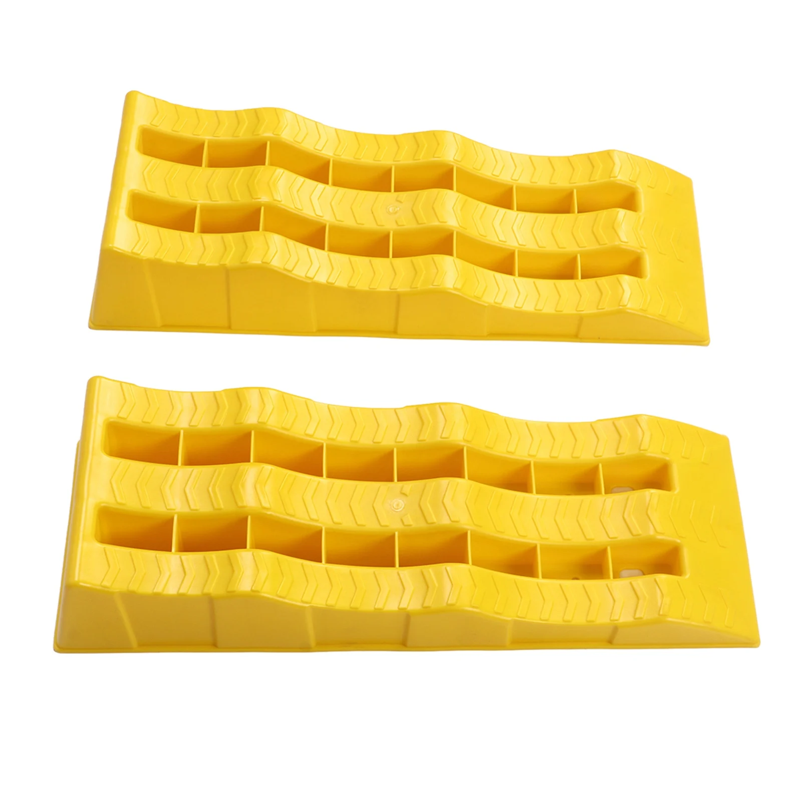 1 Pair RV Leveling Ramps 3 Stage Yellow Trailer Camper Wheel Chocks for Stabilizing Uneven Ground and Parking Trailer Leveler