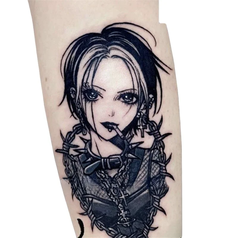 Anime Cool Girl Nana Temporary Tattoos Cartoon Waterproof Fake Tattoo Sticker Body Art Transfer Tattoo for Woman Men Arm Hand