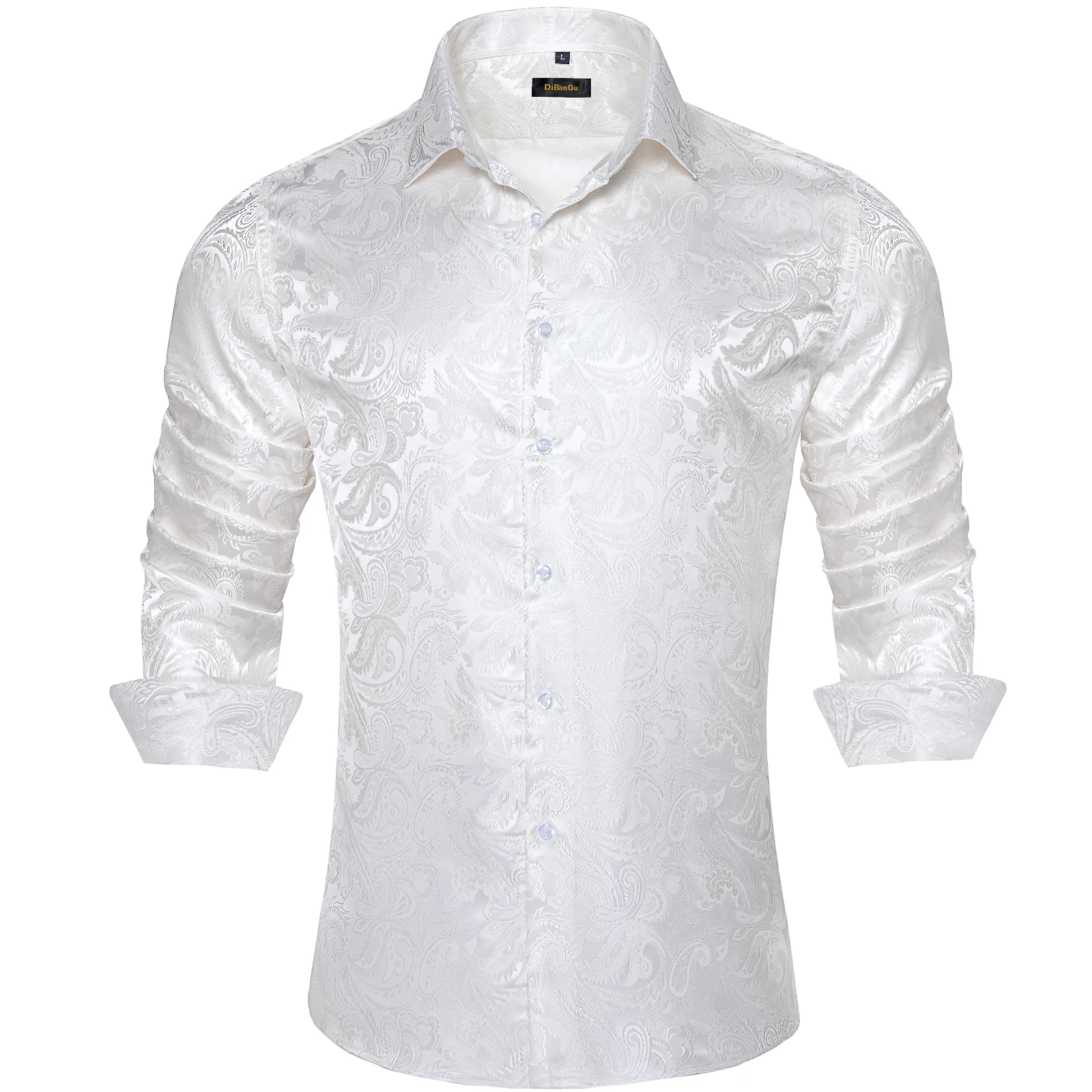Paisley Pattern Dress Shirt for Men, Multi Color Long Sleeve Slim Fit Button Down Floral Print Wedding Banquet
