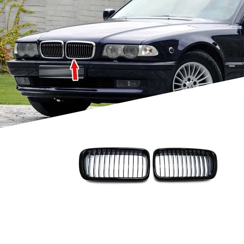 

Pair Gloss Black 3-Color Front Bumper Kidney Grills Grille Series E38 Grille 1994-2001 Classic Auto Part