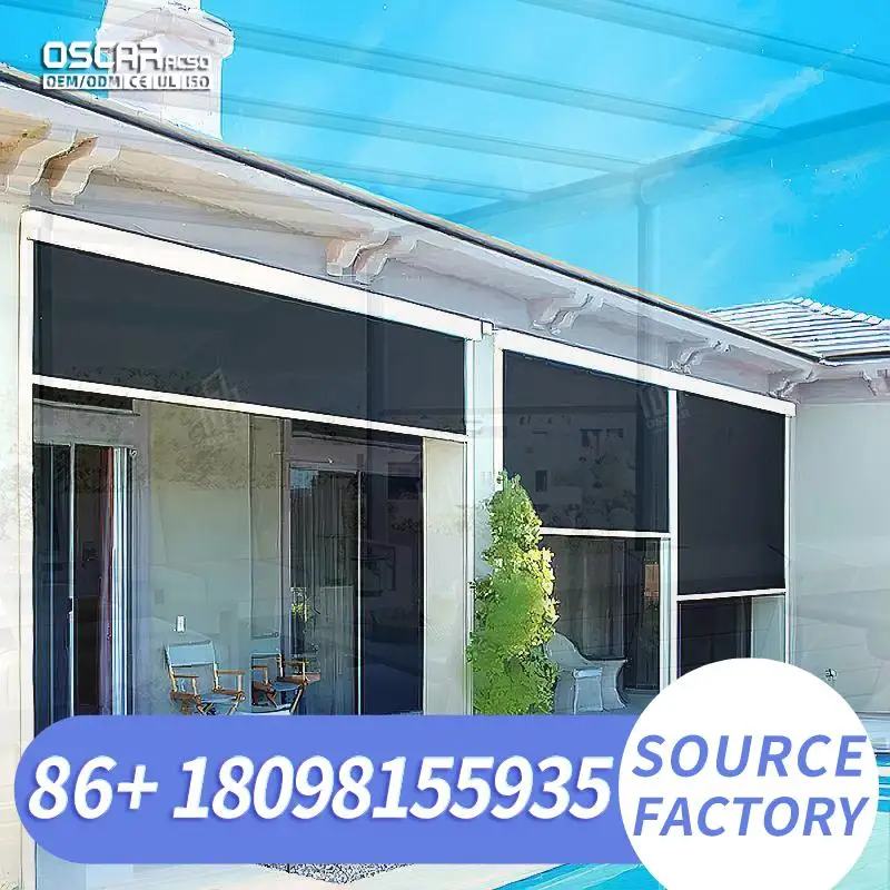 Outdoor Space With Automatic Smart Drive Exterior Zip Track Electric Roller Blinds for Effortless Shade Patio Garden Balcony Wea