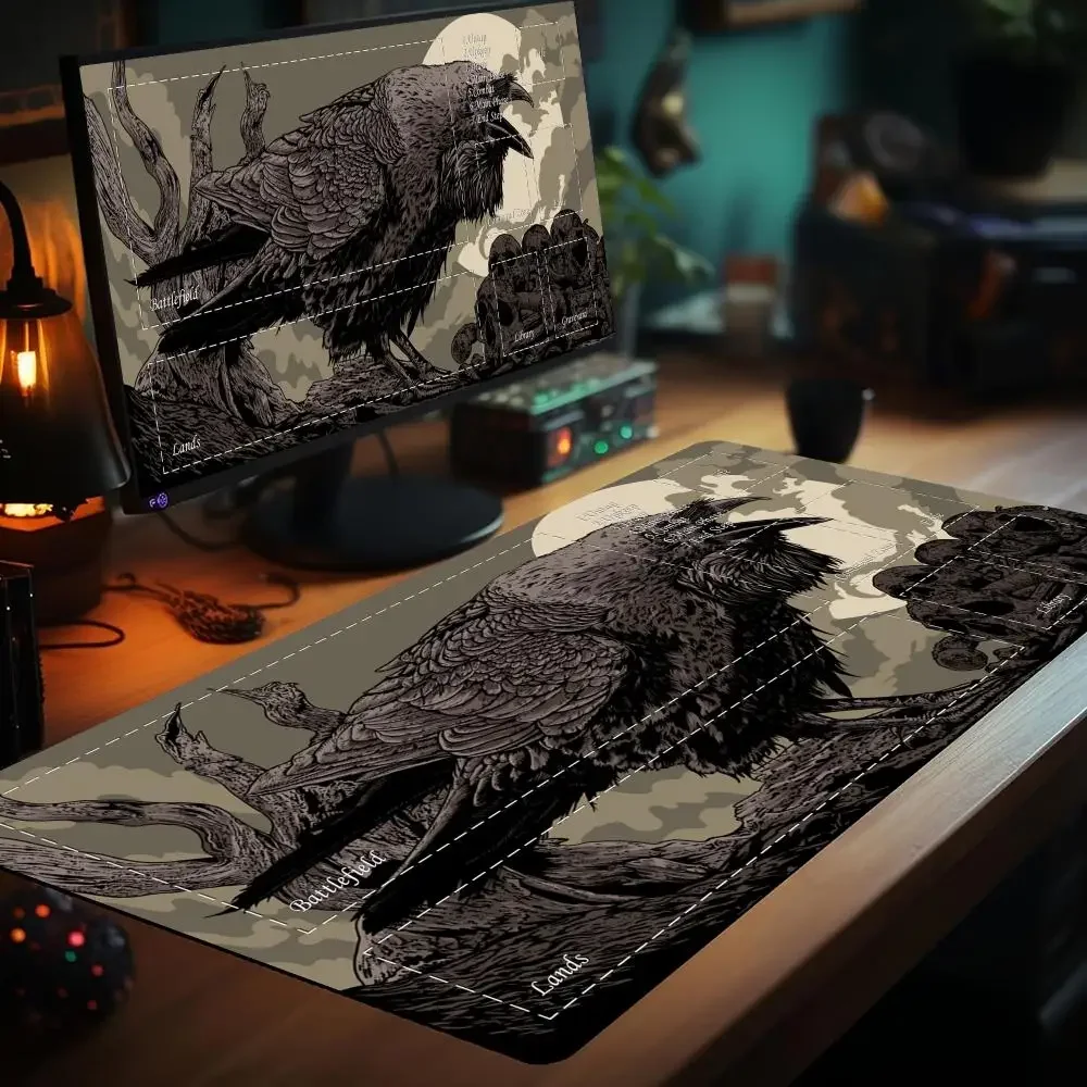 Modello di corvo in stile gotico MTG Playmat Magic Card Battle Mat Antiscivolo Durevole 35X60CM Commander playmat tapete magic mtg Tappetino da scrivania