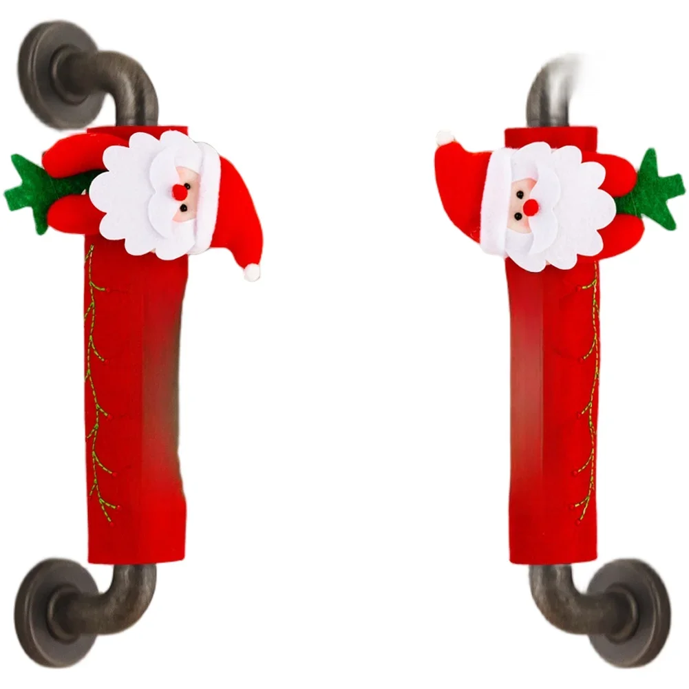 

Door Handle Covers For Holiday Decoration With Santa Snowman Reindeer Designs Soft Cloth Material For Home Use
