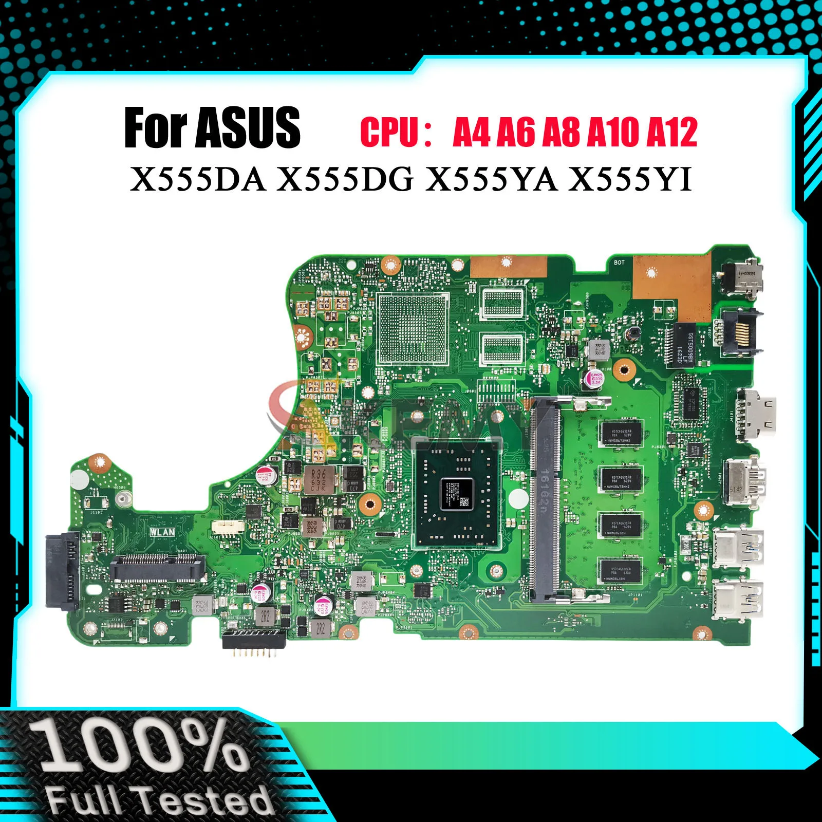Placa base para ordenador portátil X555DA para ASUS VivoBook X555DA X555DG X555D X555YA A555D K555D X555YI con CPU A4 A6 A8 A10 A12