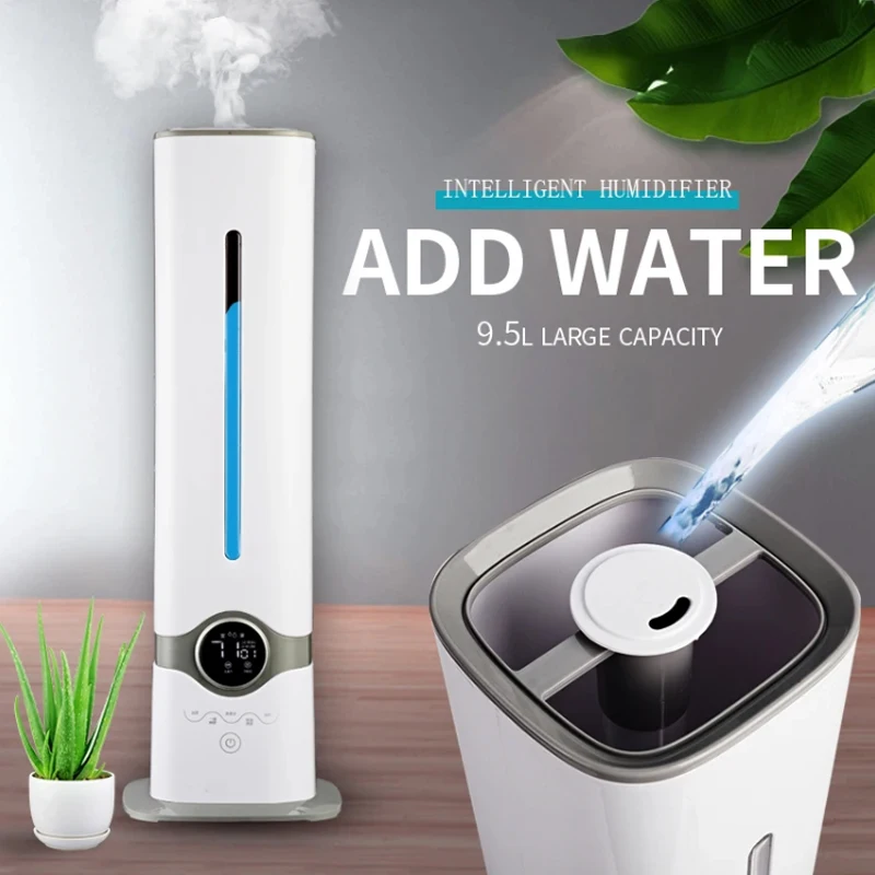 Atacado lcd digital silencioso inundação umidificador de ar ultrassônico para casa hotel lobby umidificador