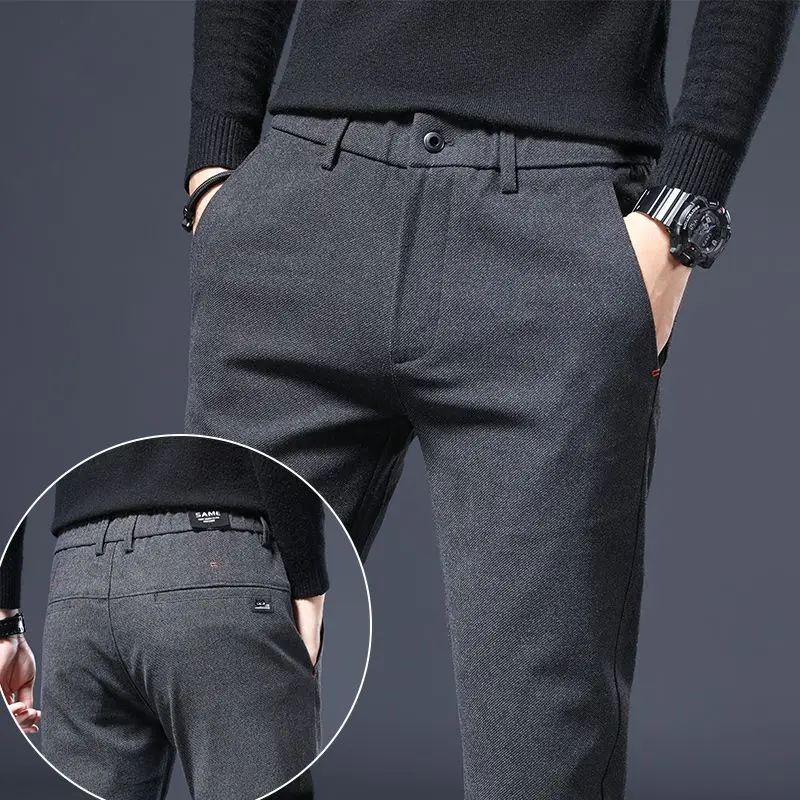 

Men's Spring Summer Casual Suit Pants Elastic Trousers Men Slim-fit Straight Business Formal Suit Trousers Work Daliy A320