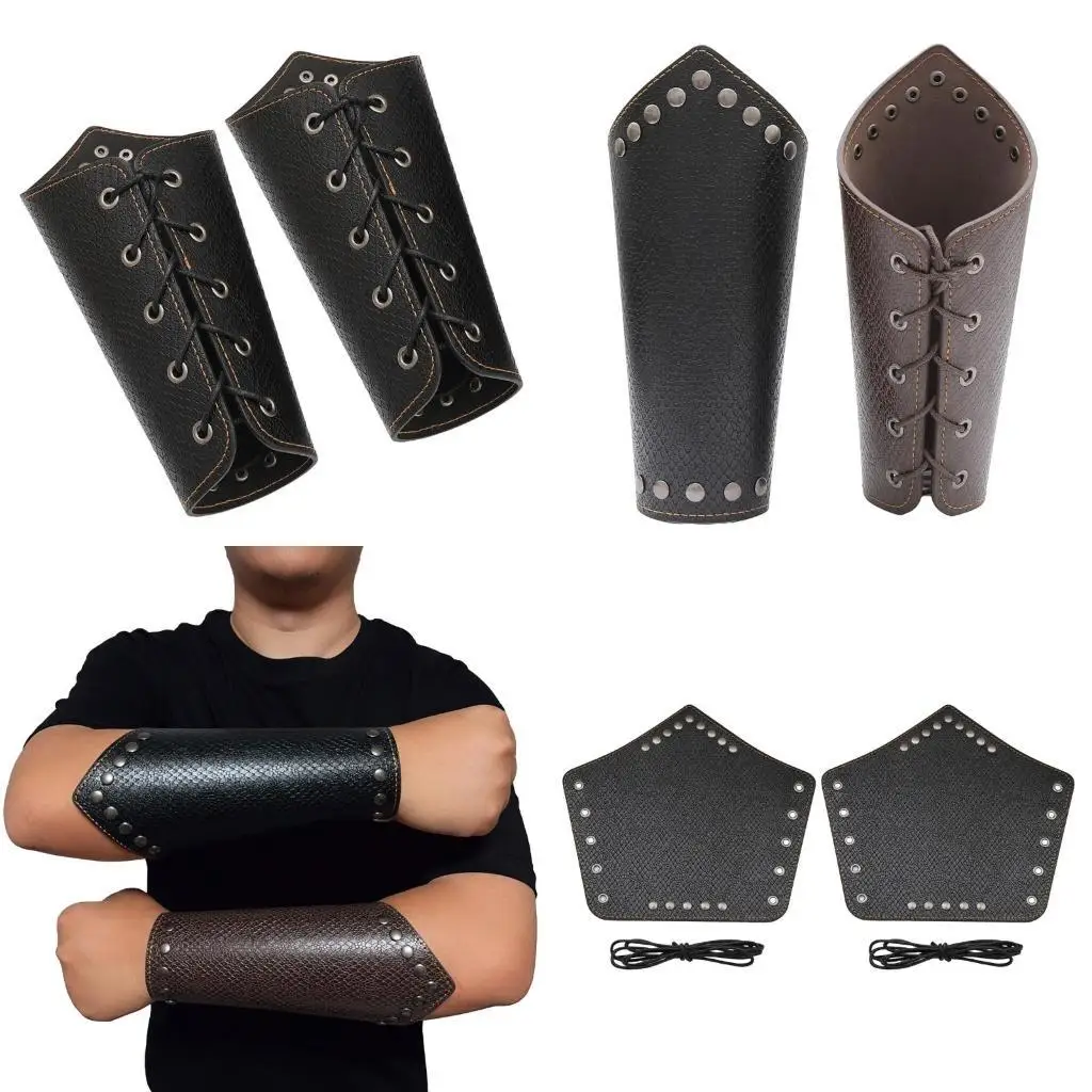 

R1WE Pu Bracers Arm Armors Cuff Halloween Cosplay Costume Vikinges Jewelry