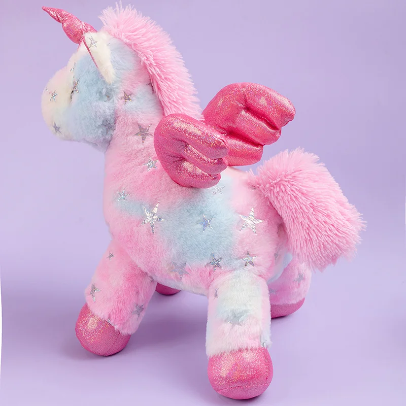 25 cm Stern-Einhorn-Plüschtier, magisches Glitzer-Stofftier mit Horn und Flügeln, weiches süßes Einhorn, Geschenk für Mädchen, Kinder, Geburtstag