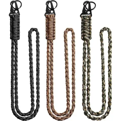 Heavy Duty Paracord Lanyard Keychain Neck Lanyard For Outdoor Necklace Keychain Lanyard Braided With Metal Clip Key Ring