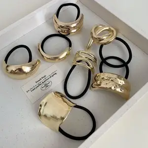 Venda quente moda metal irregular dupla camada faixas de cabelo corda feminina bandana elástica hairband rabo de cavalo titular acessórios para o cabelo 8 principais vendas duplo venus - №3