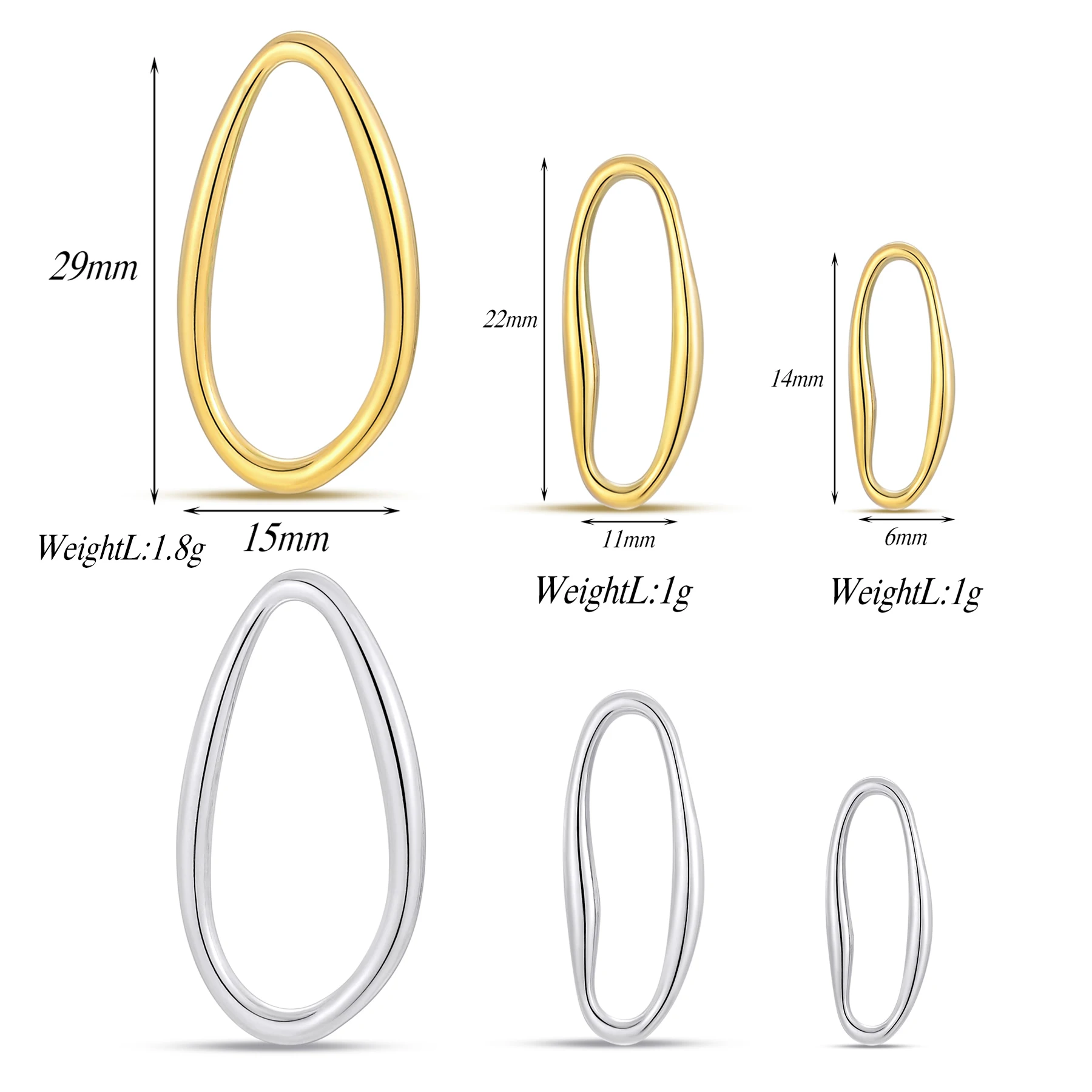 

10Pcs Wholesale Stainless Steel Geometry Irregular Connector Jewelry Making Accessories for DIY Women's Earrings Necklace