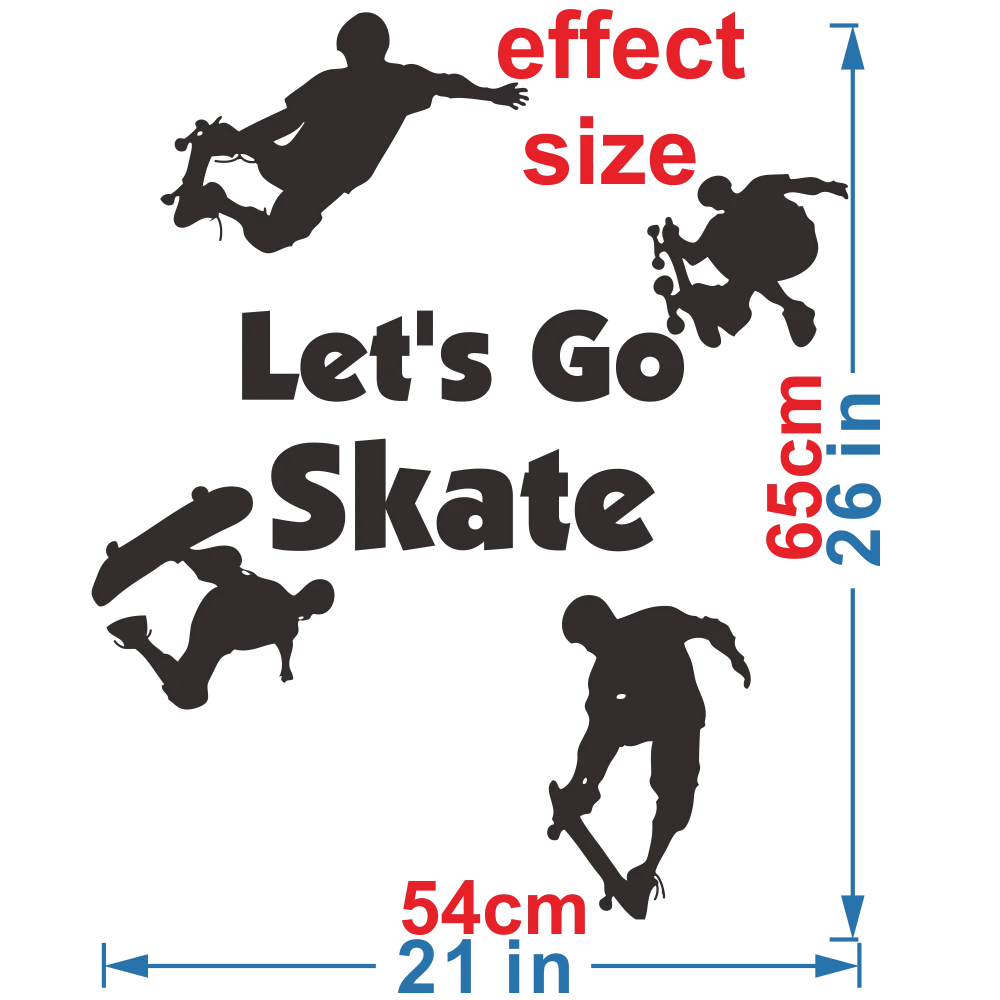 Art Mural Vinyl Wall Sticker for Home Decor “Let\'s go skate”Freestyle Skateboarding Perfect for Boy\'s Room Wall Decor JZY495