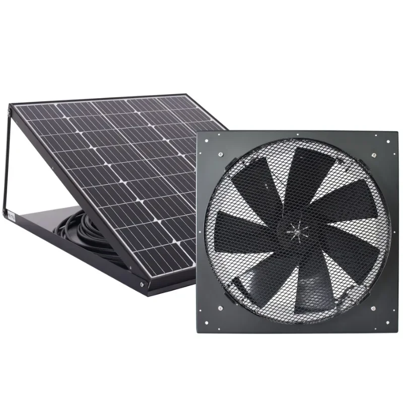 APP Remote Controllable 50W Solar Powered Heat Extractor Wall Mounted Axial Air Ventilation Industrial Large Volume Exhaust Fan