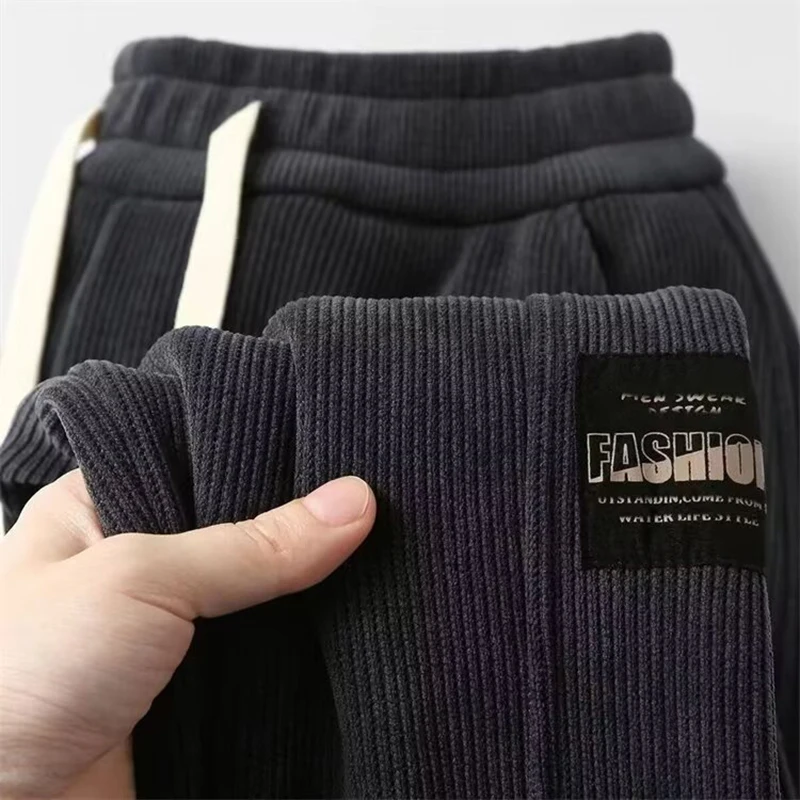 الرجال التكنولوجيا الصوف التطريز Sweatpants فضفاض سروال قصير بنطال رياضي الذكور الخريف عادية سراويلي حريمي فضفاض الرياضة الحرارية بنطلون
