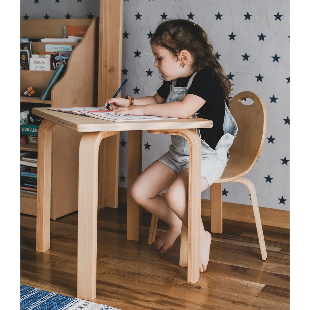 Juego de mesa de estudio de alta calidad para niños, escritorio y silla de guardería de madera, venta al por mayor, silla para niños, hecho en Turquía