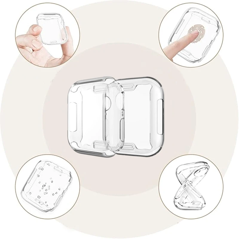 TPU-Abdeckung für Apple Watch 45 mm, 41 mm, 44 mm, 40 mm, Displayschutzfolie, Stoßstangenzubehör, iWatch-Serie 10, 9, 8, 7, SE, 6, 5, 4, 3, 42 mm, 46 mm