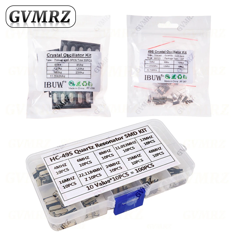 Hc-49s Crystal Oscillator Electronic Kit Resonator Ceramic Quartz Resonator Hc-49 Dip SMD 4 8 12 16 20 25 Mhz