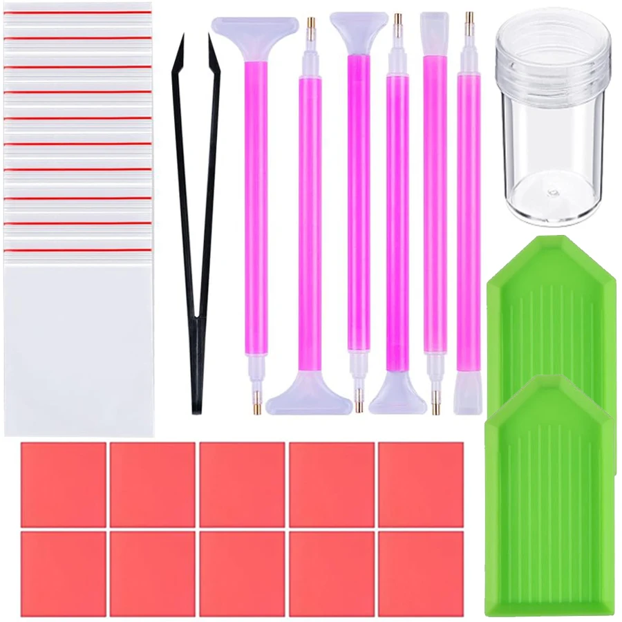 121pcs DIY Diamond Painting Tools Accessories Diamond Embroidery Pens Tools Accessories Set Mosaic Glue Pen Kits Tweezers Plate