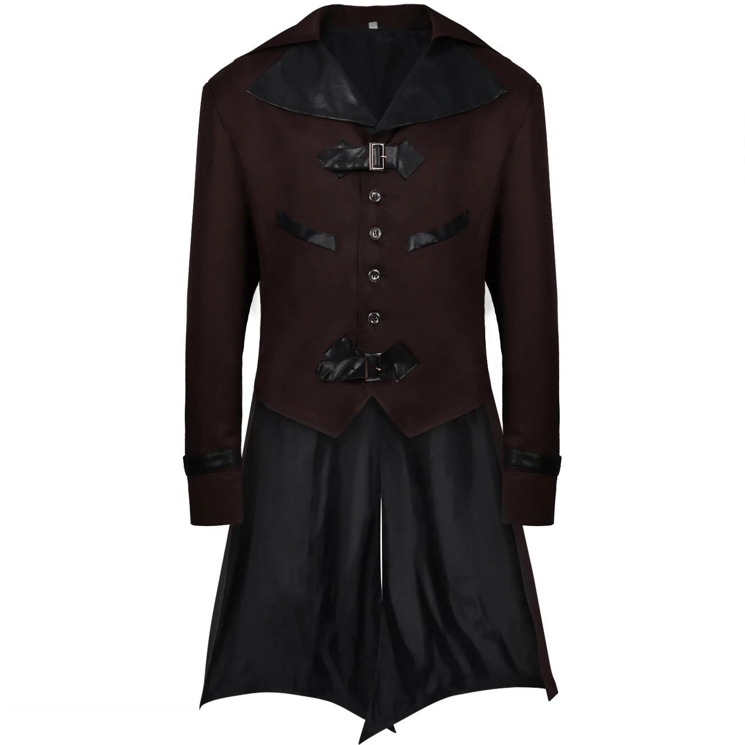 Middeleeuwse Heren Slipjas Gothic Punk Piraat Edelen Cosplay Jasje Duivel Lederen Gesp Steampunk Victorian Court Women Tuexdo