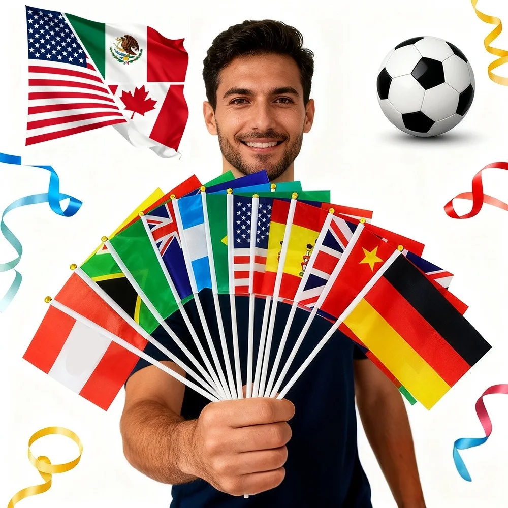 200 Country Flags Handheld Waving Flags – Mini National Flags for Parade Football Sports Events Parties Cheering Celebrations