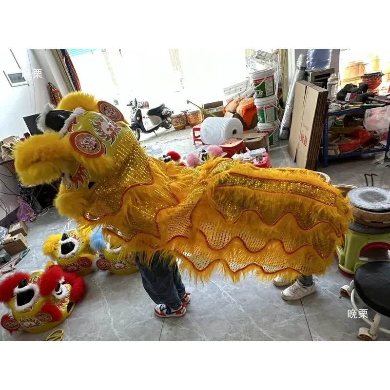 Traditional Chinese Lion Dance Head Costume for Kids Performance Prop National Style Festival Celebration Toy with Blinking