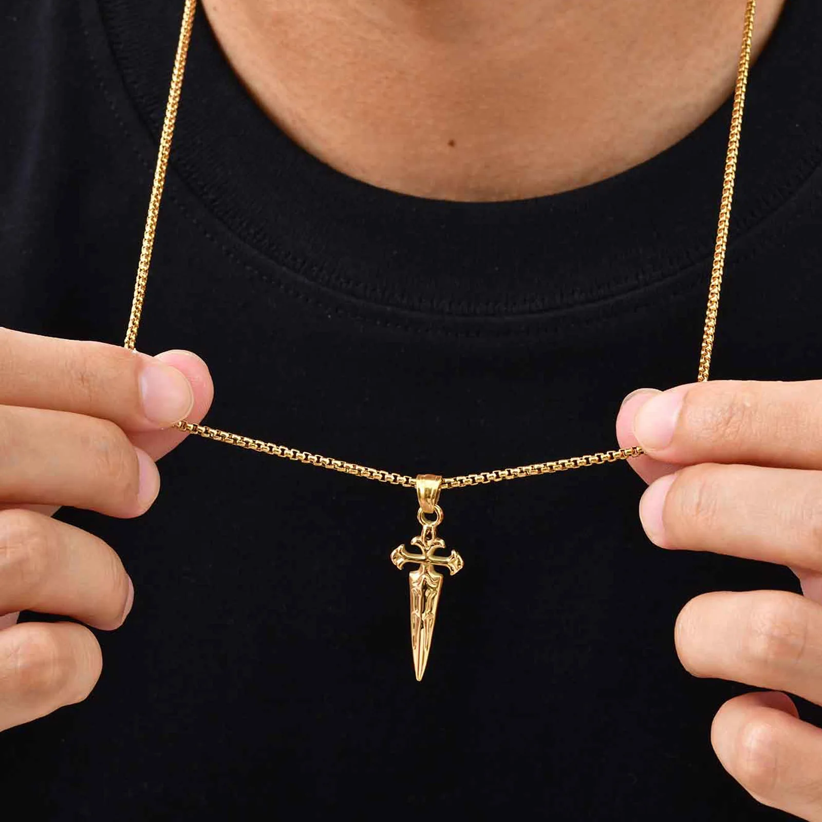 

Punk Sword Shape Necklace for Men Boys,Waterproof Stainless Steel Sword Pendant,Birthday Party Gift