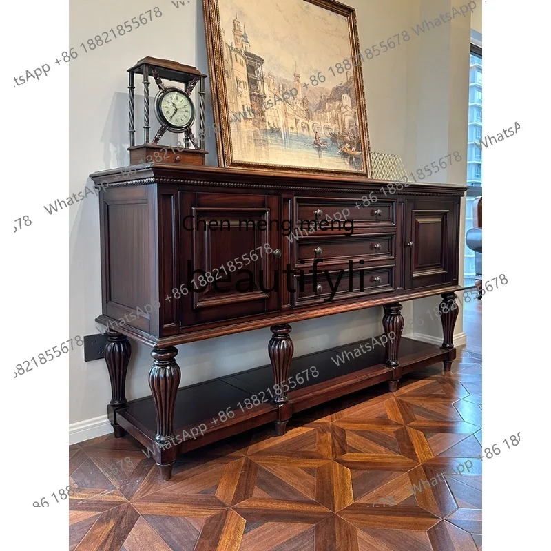 

American Retro Solid Wood Entryway Storage Cabinet High-End Sideboard Living Room