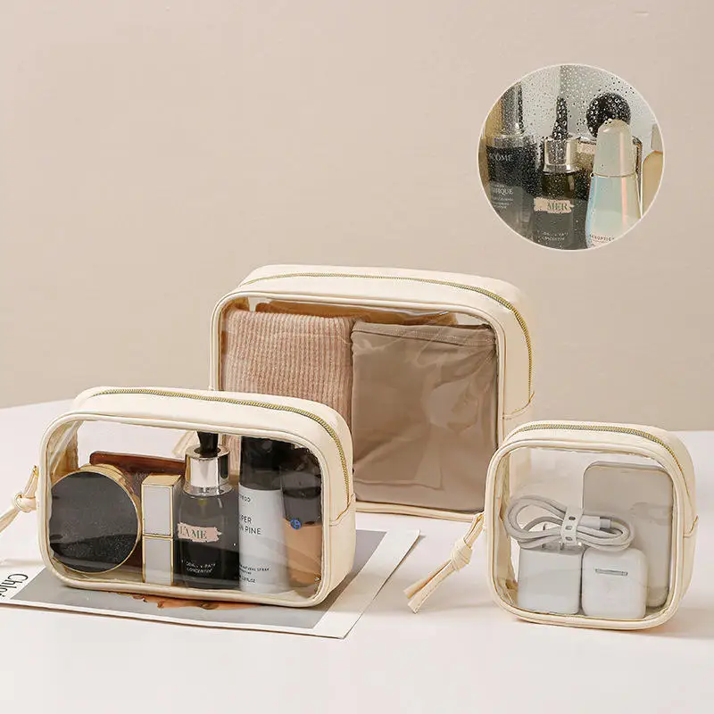 1/3PCS Waterproof Cosmetic Bag Portable Portable Cosmetic Storage Bag Large Capacity PVC Transparent Wash Bag Travel Storage Bag