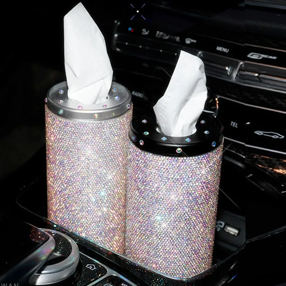 Bling Bling Car Tissue Box Cover Cup Holder for Home Car Office Decor Universal Type