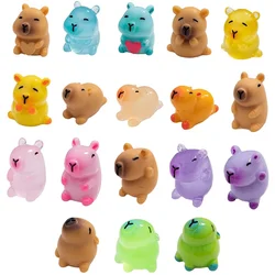 18pcs Capybara Glow in The Dark Mini Capybara Resin Figurines Luminous Capybara Mini Toy Gifts Desktop Tabletop Outdoor