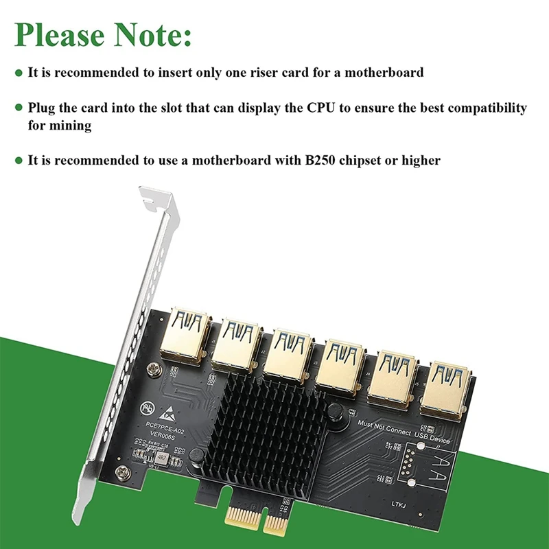 Pci Express multiplicador Pcie 1X a 4/5/6 USB 3,0 tarjeta de expansión Pcie 1 a 4 Hub Riser 009S Pci Express X16 para minería BTC