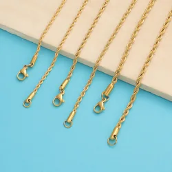 Fnixtar 10pcs 2-3mm Stainless Steel Twisted Rope Chain Necklace DIY Waterproof Choker For Men Women Fashion Jewelry Accessories
