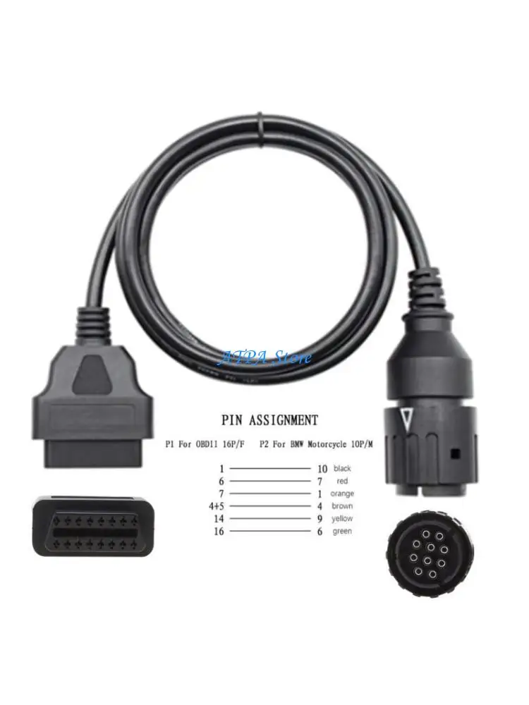 

U13C Diagnostic Scanner Cable Adapter 10 Pin to 16Pin OBD2 Connector for Motorbike