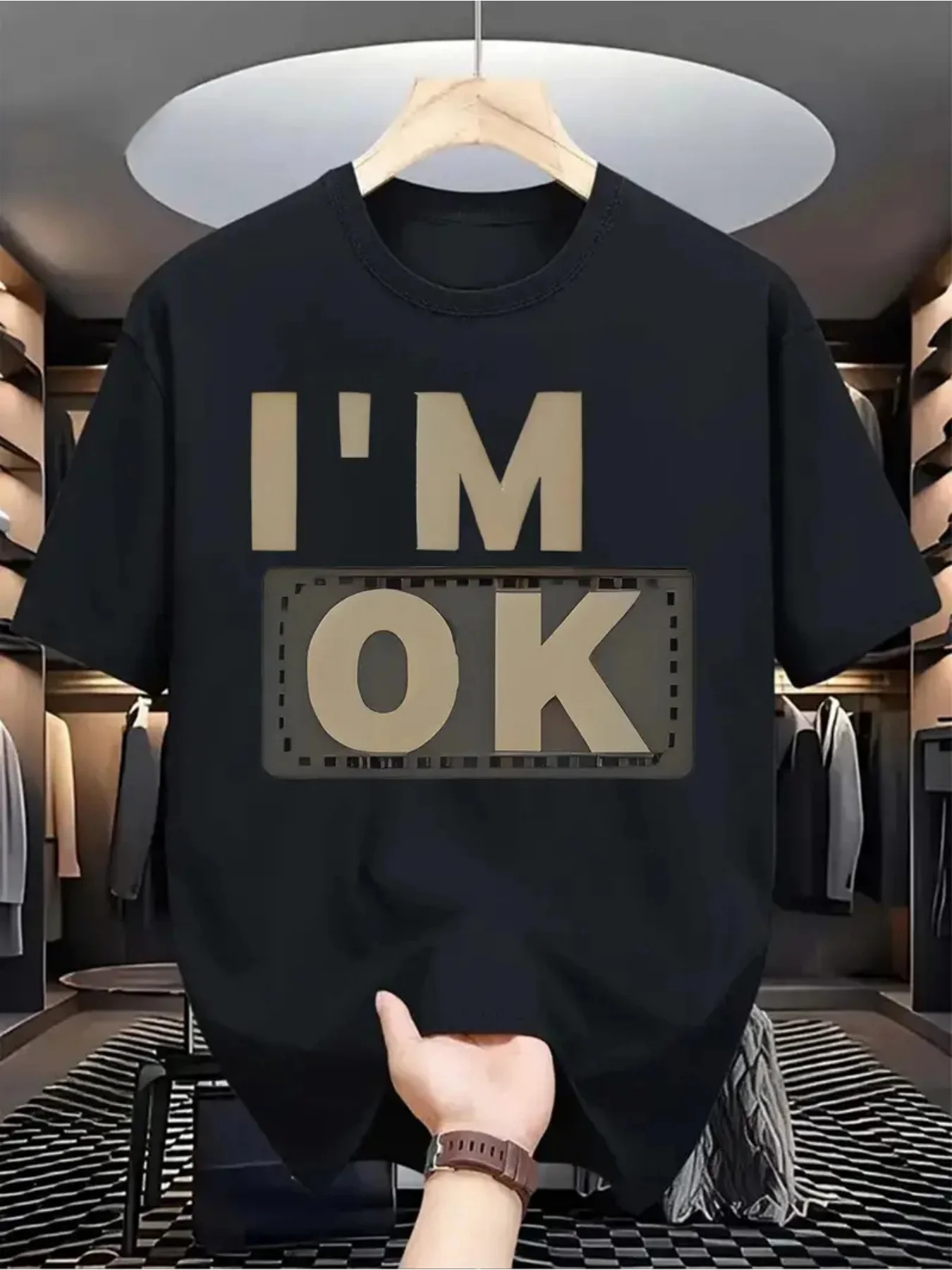 

Men's Casual Crew Neck Graphic Tee Letter Print Design Soft Knit Fabric Spring Summer Short Sleeve Top Fashionable Versatile