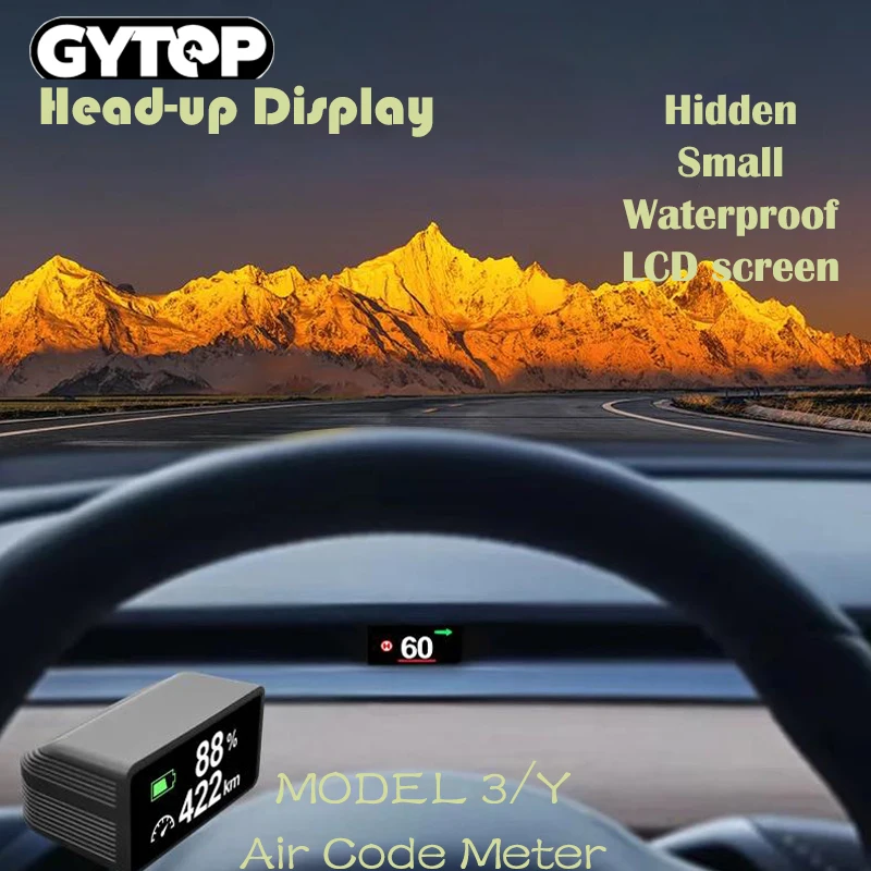 2025 HUD for Tesla Model Y/3 Speed Gauge Head-up Display Heads Up Display  Autool  Gps Speedometer  Obd Display Air Code Meter