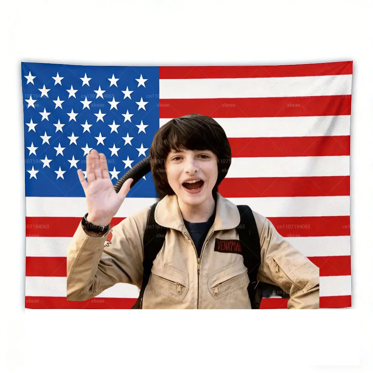 Will Byers Tapestry Pink American Flag Wall Hanging Noah Schnapp Character Poster Fan Room Decor