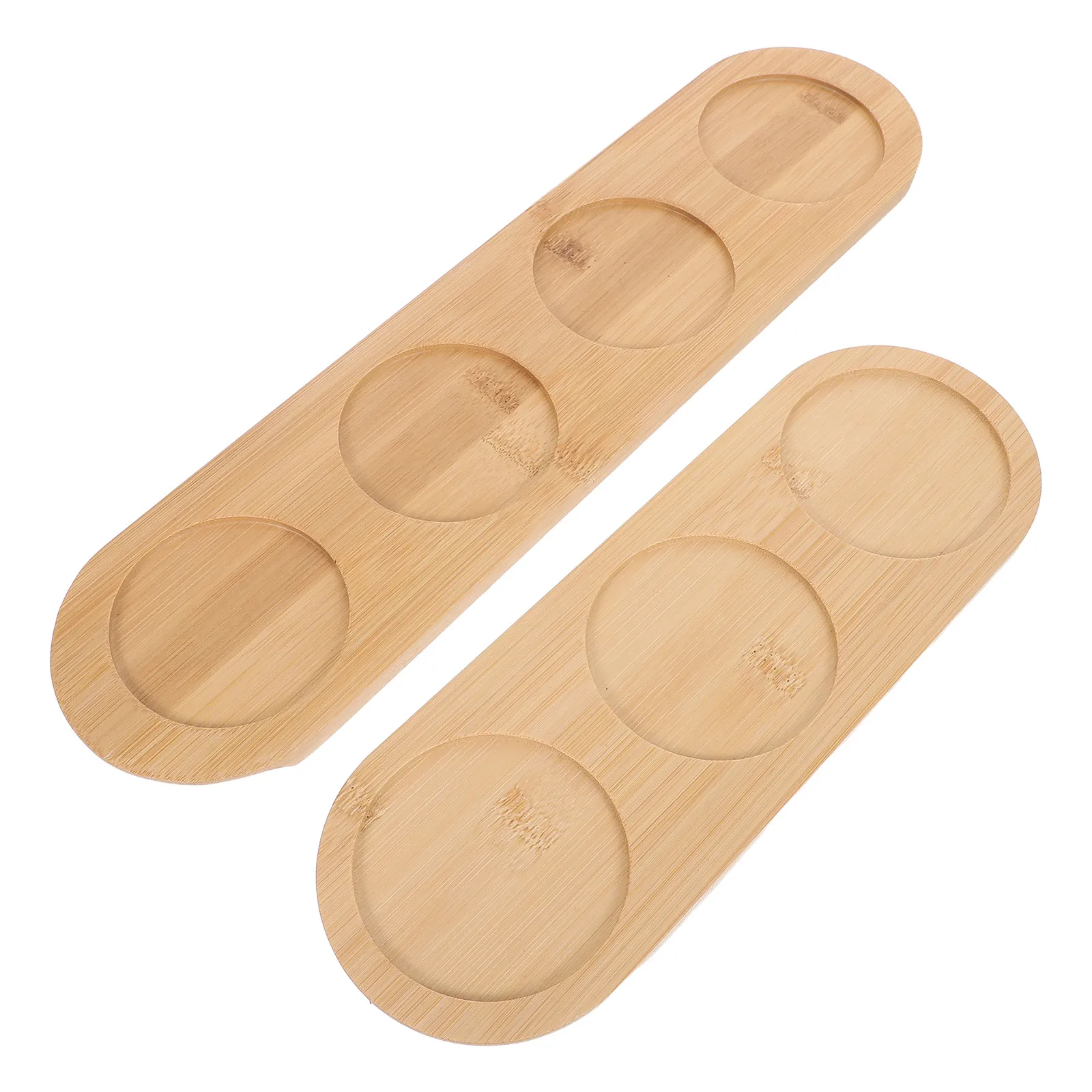 2 pcs Round Coasters Heat Cup Table Home Halloween Christmas New Year Bar Serving Tray Bamboo Coaster Tray Bamboo Serving Tray