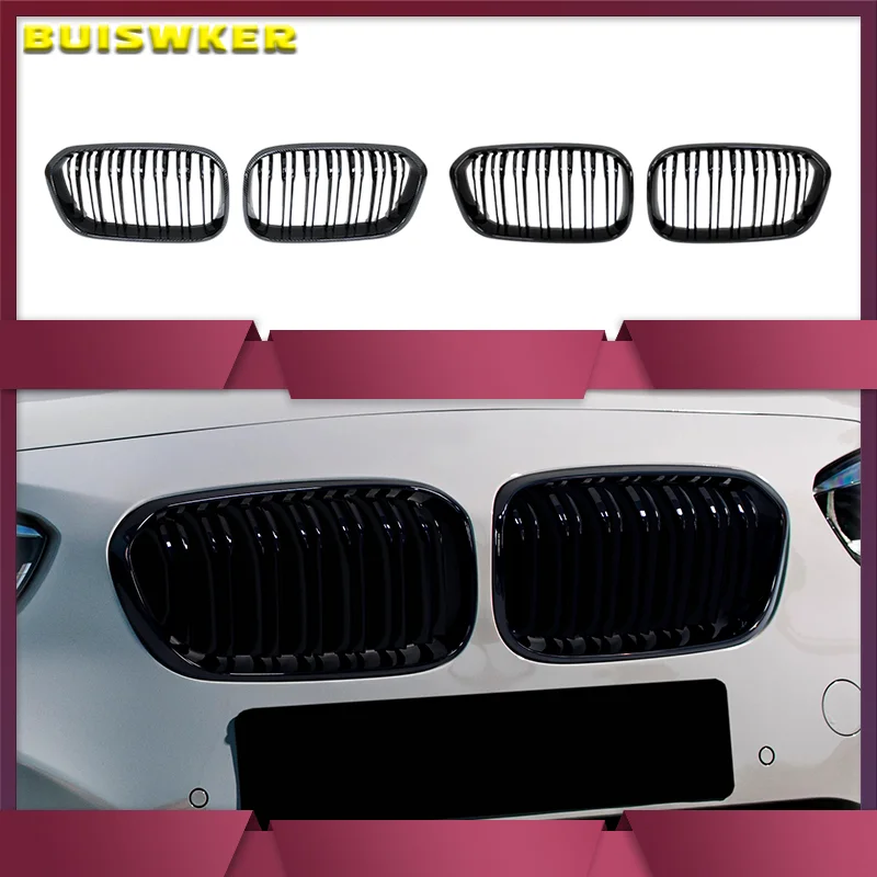 Front Racing Grill for BMW F20 F21 1 Series 2015 2016 2017 Sports Slat Line Kidney Grill Grille Gloss Black