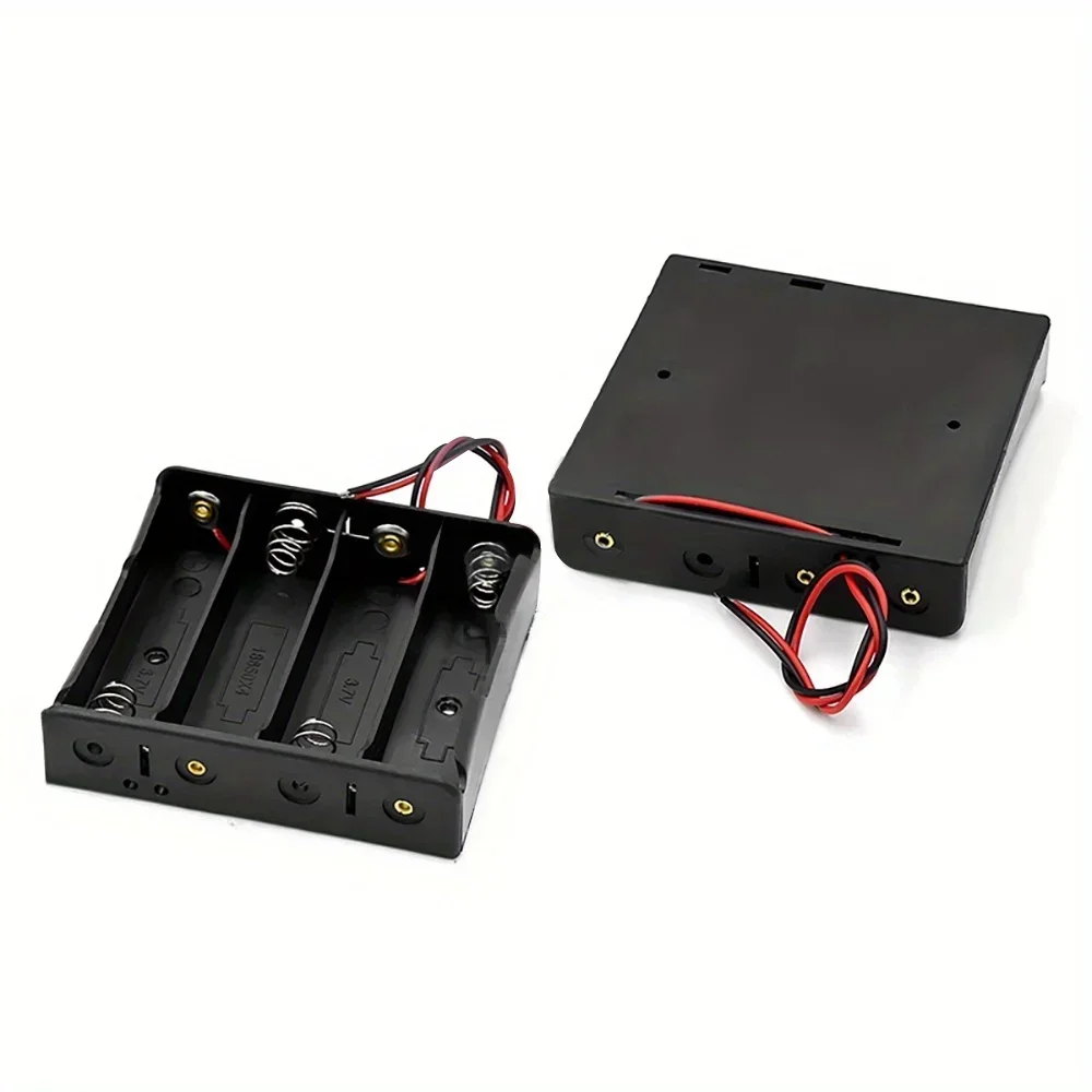 18650 Battery Holder Box 1/2/3/4 Cell Black Plastic Battery Case with Wires for Lithium Batteries Parallel Series Connection